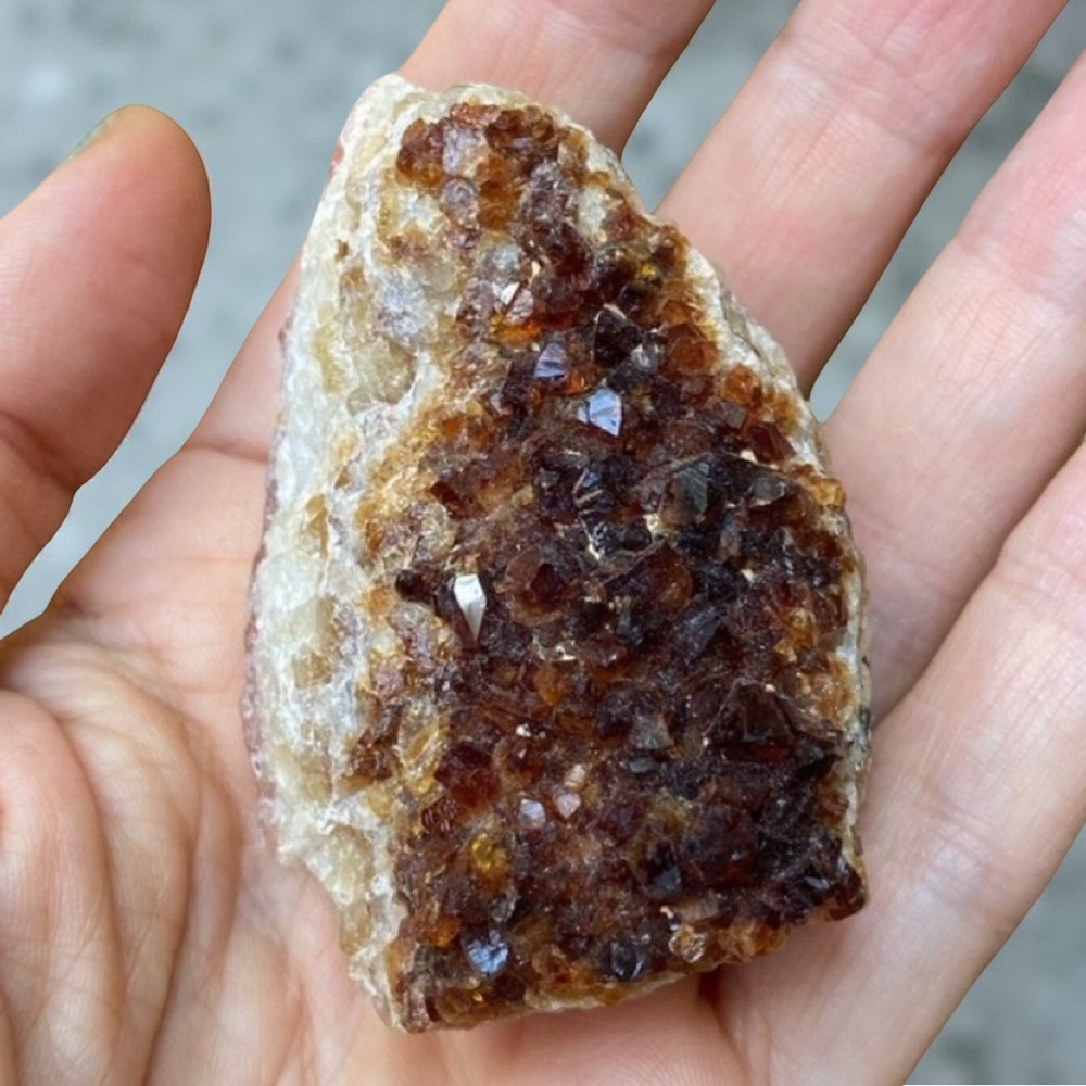 Dark Citrine Crystal Cluster 4.5 oz - Raw Sparkly Deep Amber Druzy Specimen